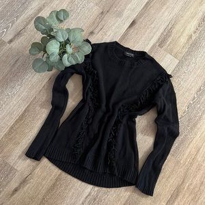 Nordstrom Trouvé Black Fringe Sweater Size Small